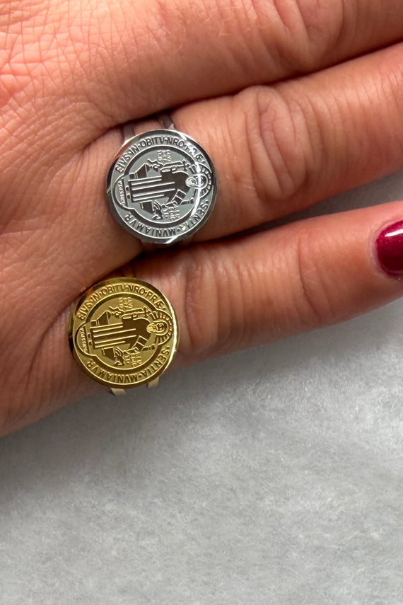 Aτσάλινο δαχτυλίδι Κωνσταντινάτο στρογγυλό one size ρυθμιζόμενο