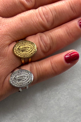 Aτσάλινο δαχτυλίδι Κωνσταντινάτο οβάλ one size ρυθμιζόμενο