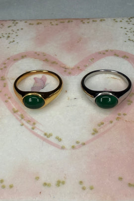 Ατσάλινο Δαχτυλίδι με πράσινη πέτρα