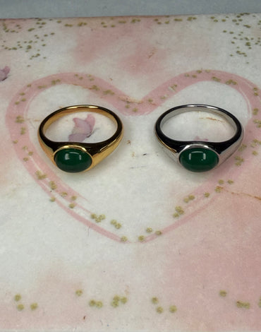 Ατσάλινο Δαχτυλίδι με πράσινη πέτρα