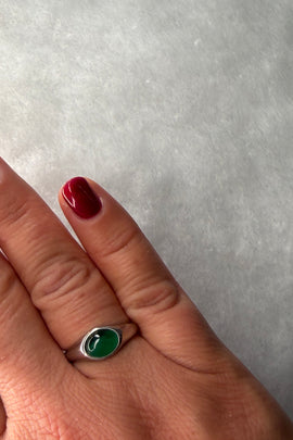 Ατσάλινο Δαχτυλίδι με πράσινη πέτρα