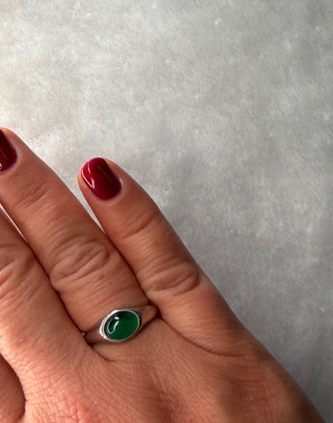 Ατσάλινο Δαχτυλίδι με πράσινη πέτρα