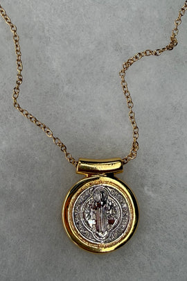 Ατσάλινo κολιέ Κωνσταντινάτο δίχρωμο στρογγυλό