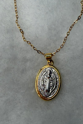 Ατσάλινo κολιέ Κωνσταντινάτο δίχρωμο οβάλ