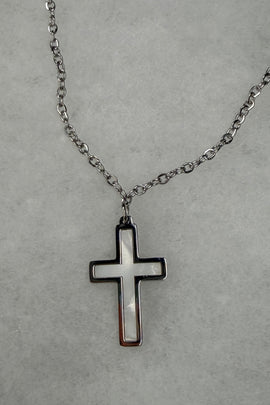 Ατσάλινος Σταυρός με φίλντισι και μικρό σταυρουδάκι στο πλάι