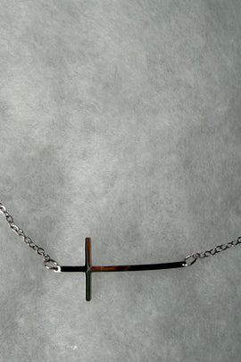 Ατσάλινο κολιέ με οριζόντιο σταυρό μακρύ