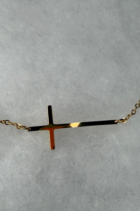 Ατσάλινο κολιέ με οριζόντιο σταυρό μακρύ