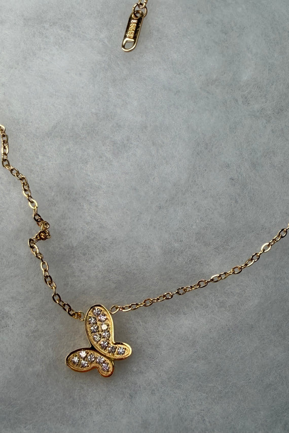 Ατσάλινο κολιέ με κρύσταλλα Butterfly