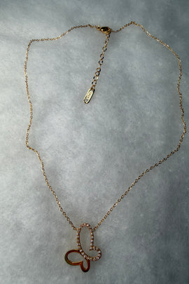 Ατσάλινο κολιέ με κρύσταλλα πεταλούδα