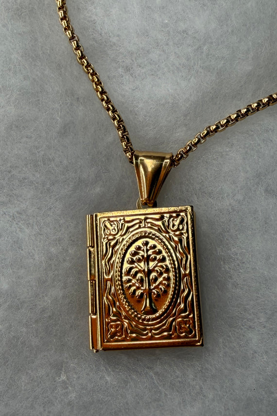 Ατσάλινο κολιέ με βιβλίο που ανοίγει