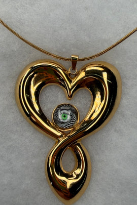 Ατσάλινο κολιέ χρυσό με καρδιά και αληθοφανές μάτι