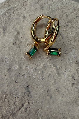 Ορειχάλκινα σκουλαρίκια κρίκοι χρυσοί με κρεμαστό κρύσταλλο