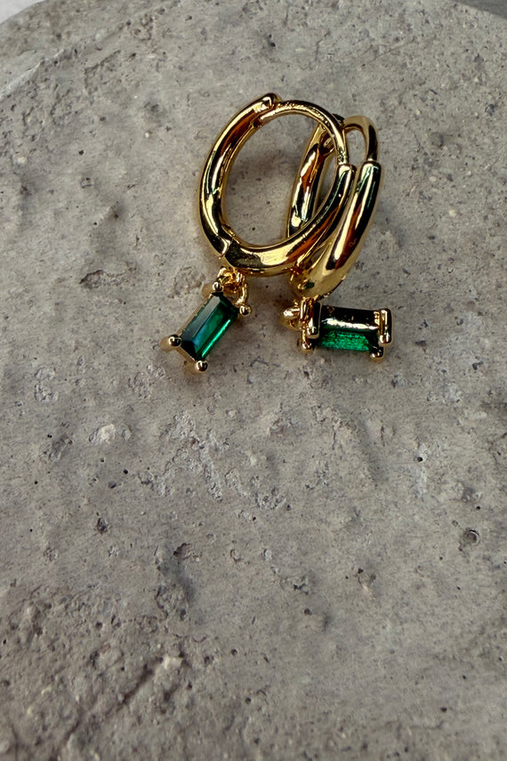 Ορειχάλκινα σκουλαρίκια κρίκοι χρυσοί με κρεμαστό κρύσταλλο