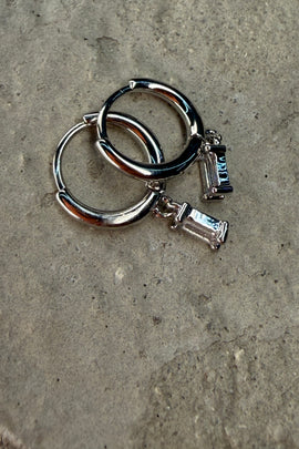 Ορειχάλκινα σκουλαρίκια κρίκοι ασημί με κρεμαστό κρύσταλλο