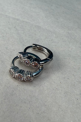 Ορειχάλκινα σκουλαρίκια κρίκοι με τρία κρύσταλλα