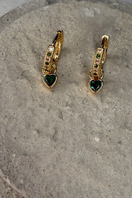 Ορειχάλκινα σκουλαρίκια κρίκοι χρυσοί με κρύσταλλενια καρδιά