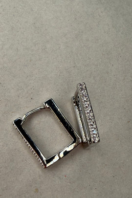 Ορειχάλκινα σκουλαρίκια κρίκοι τετράγωνοι με κρύσταλλα