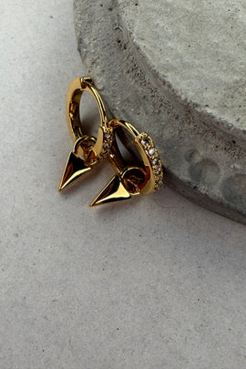 Ορειχάλκινα σκουλαρίκια κρίκοι με κρύσταλλα και κώνο