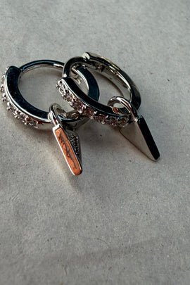 Ορειχάλκινα σκουλαρίκια κρίκοι με κρύσταλλα και κώνο