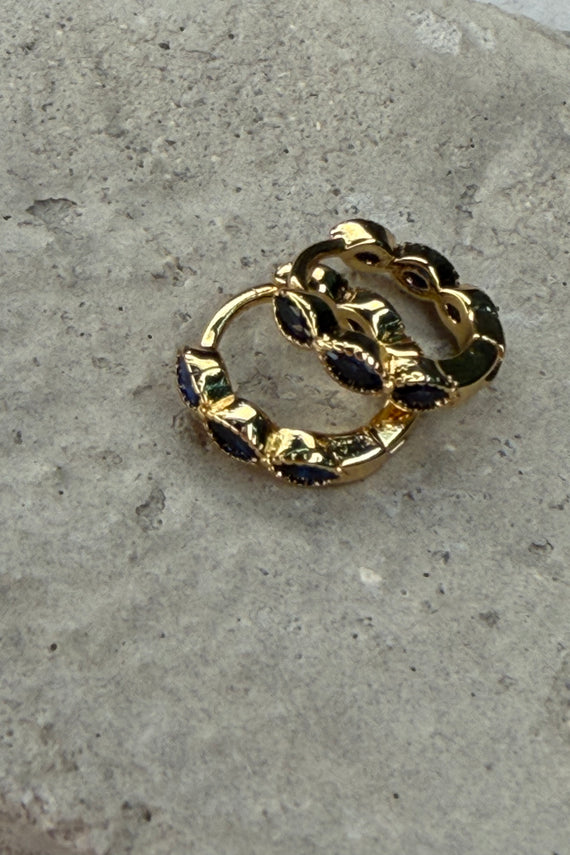 Ορειχάλκινα σκουλαρίκια κρίκοι χρυσοί με κρύσταλλα σταγόνα