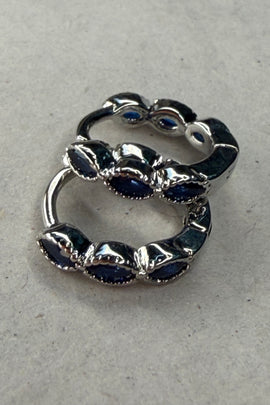 Ορειχάλκινα σκουλαρίκια κρίκοι ασημί με κρύσταλλα σταγόνα