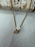 Ατσάλινο κολιέ Eye White Qube
