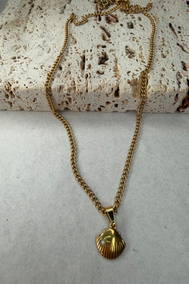 Ατσάλινο κολιέ Shell Pearl Small