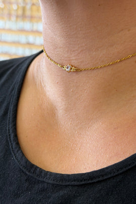 Ατσάλινο κολιέ τσόκερ Chic Boho White