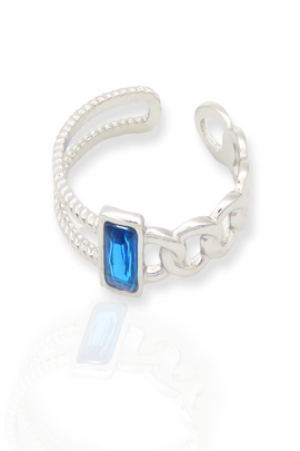 Ατσάλινο Δαχτυλίδι Blue Crystal