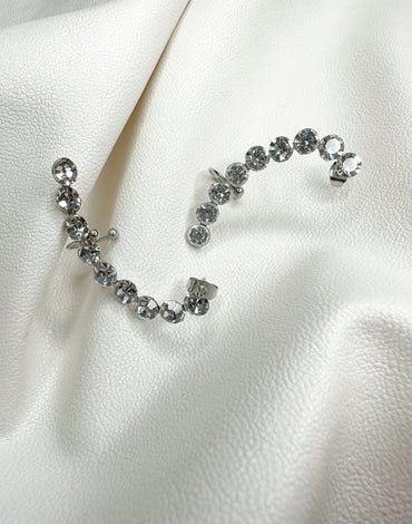 Σκουλαρίκια Ear cuffs ασημί με κρύσταλλα μεγάλο